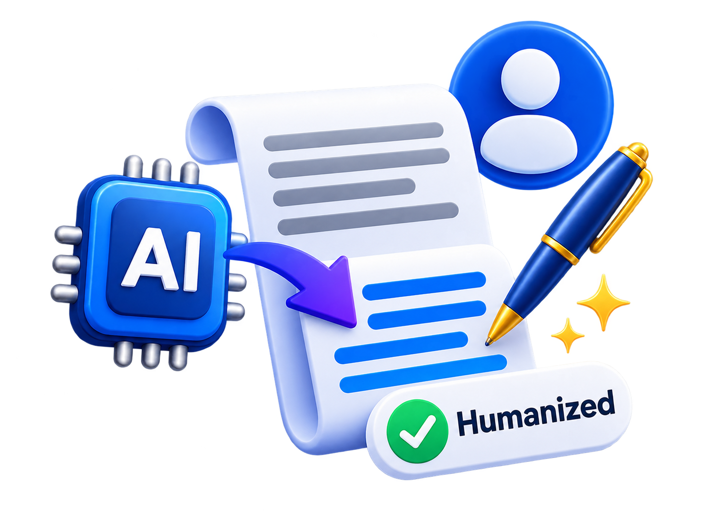 AI content humanization illustration